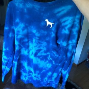 PINK blue tie dye crew neck